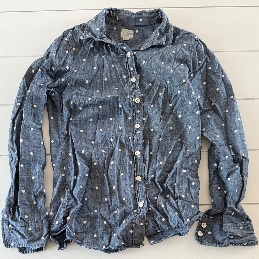 J. Crew Chambray Shirt with White Dots